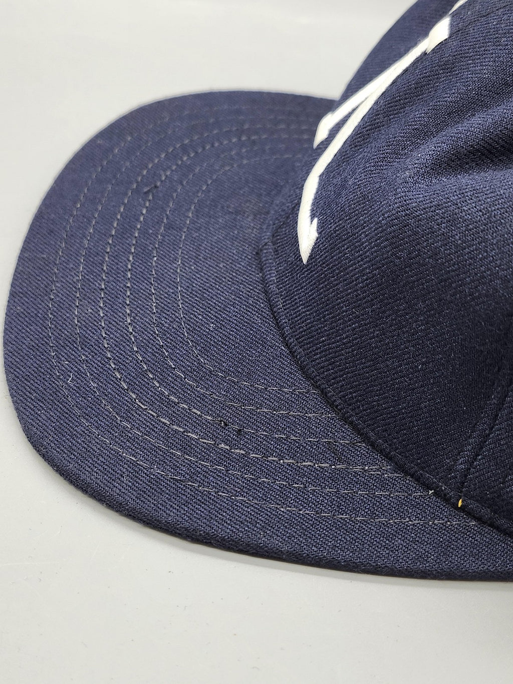 Vintage New Era NL Hat Cap Fitted Mens 6 7/8 Blue Wool Leather Baseball 80s