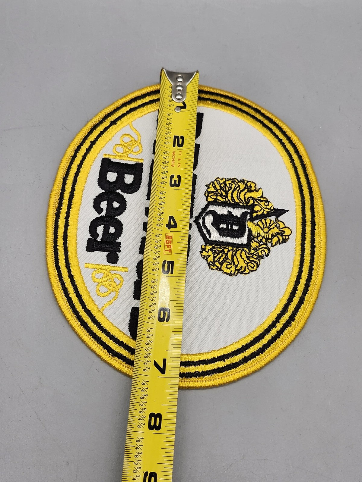Vintage Drewrys Beer Oval Patch White Yellow Black Embroidered Breweriana Decor
