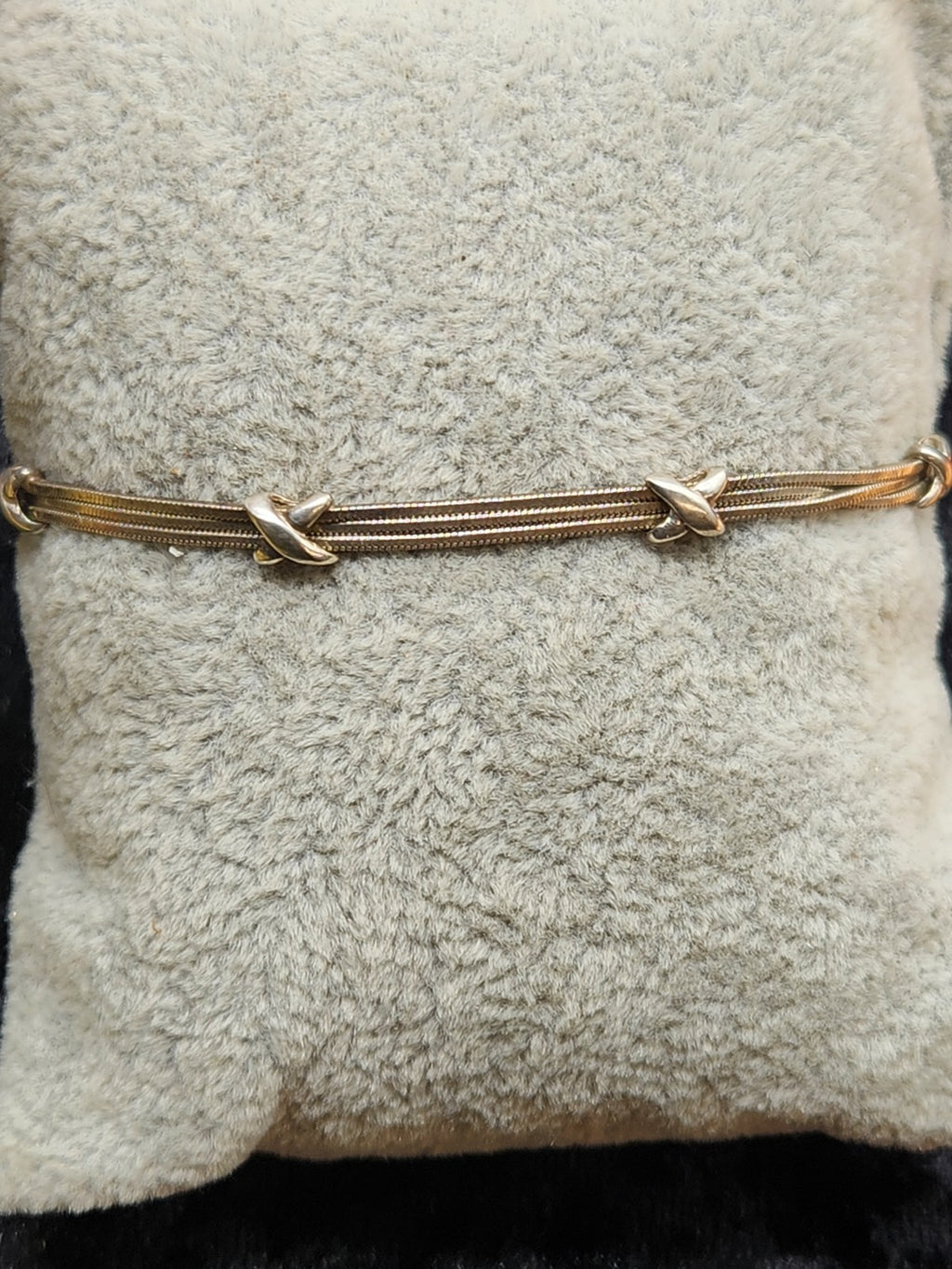Italy Sterling Silver 925 Multi Strand Snake Chain Bracelet With Knot Accents