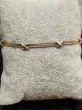 Italy Sterling Silver 925 Multi Strand Snake Chain Bracelet With Knot Accents
