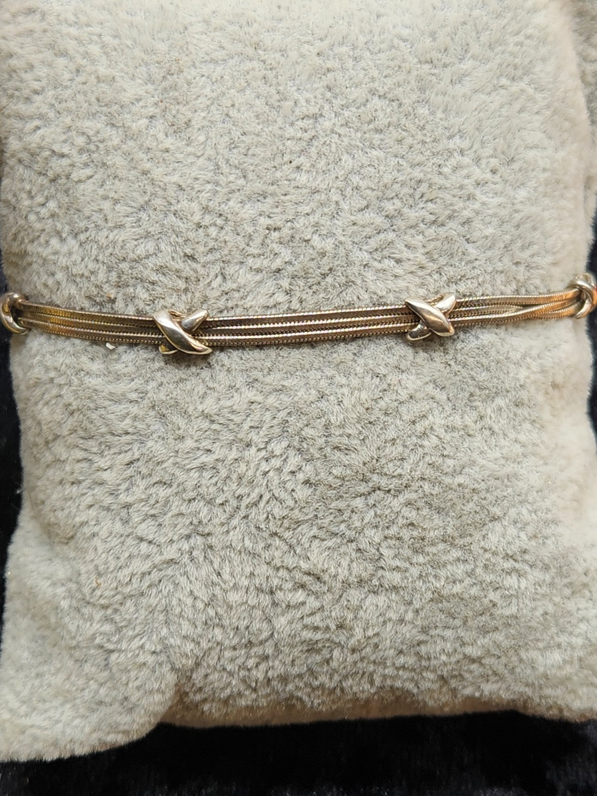 Italy Sterling Silver 925 Multi Strand Snake Chain Bracelet With Knot Accents