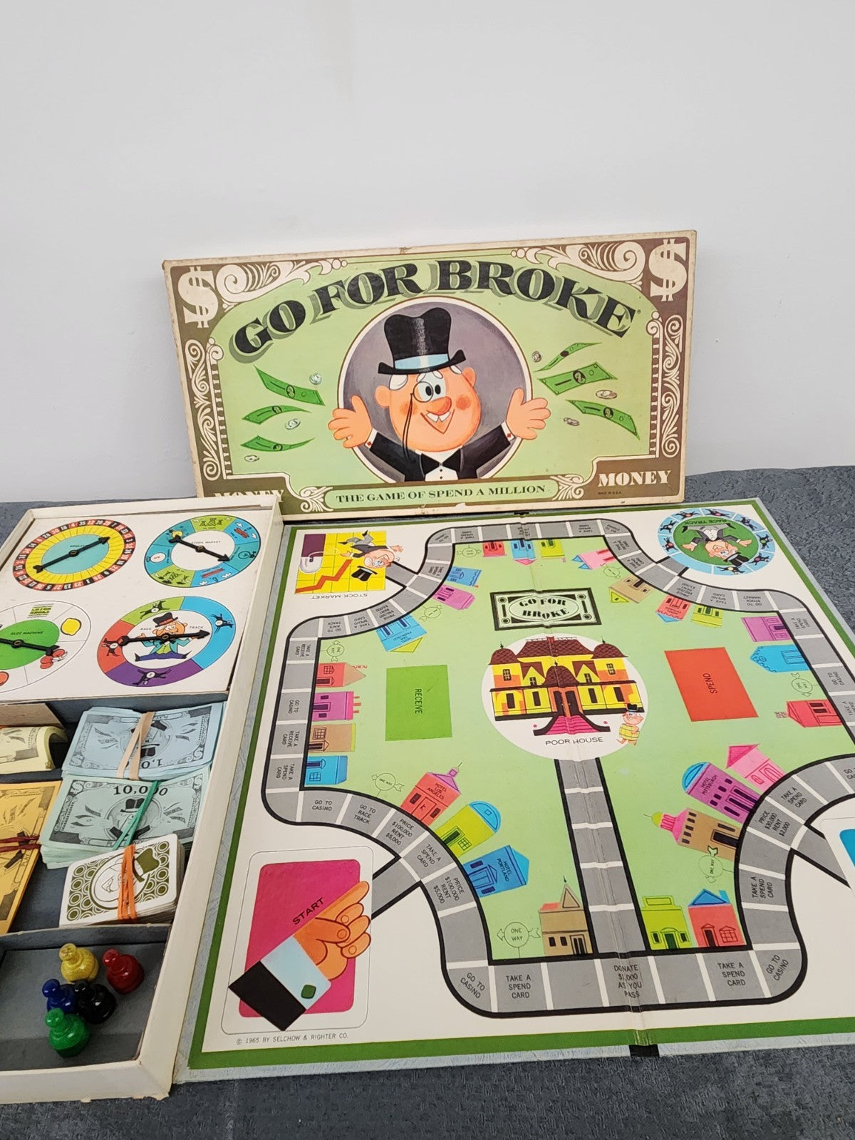 Vintage 1965 Go For Broke Board Game Selchow & Righter Complete? Retro Game