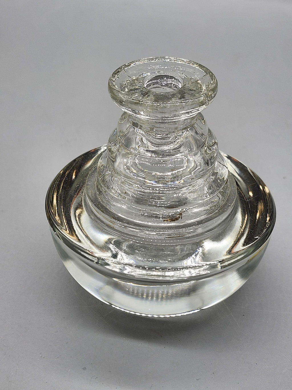 Unmarked Clear Glass Apple Tiered Paperweights Set Of 2 Art Glass Desk Decor