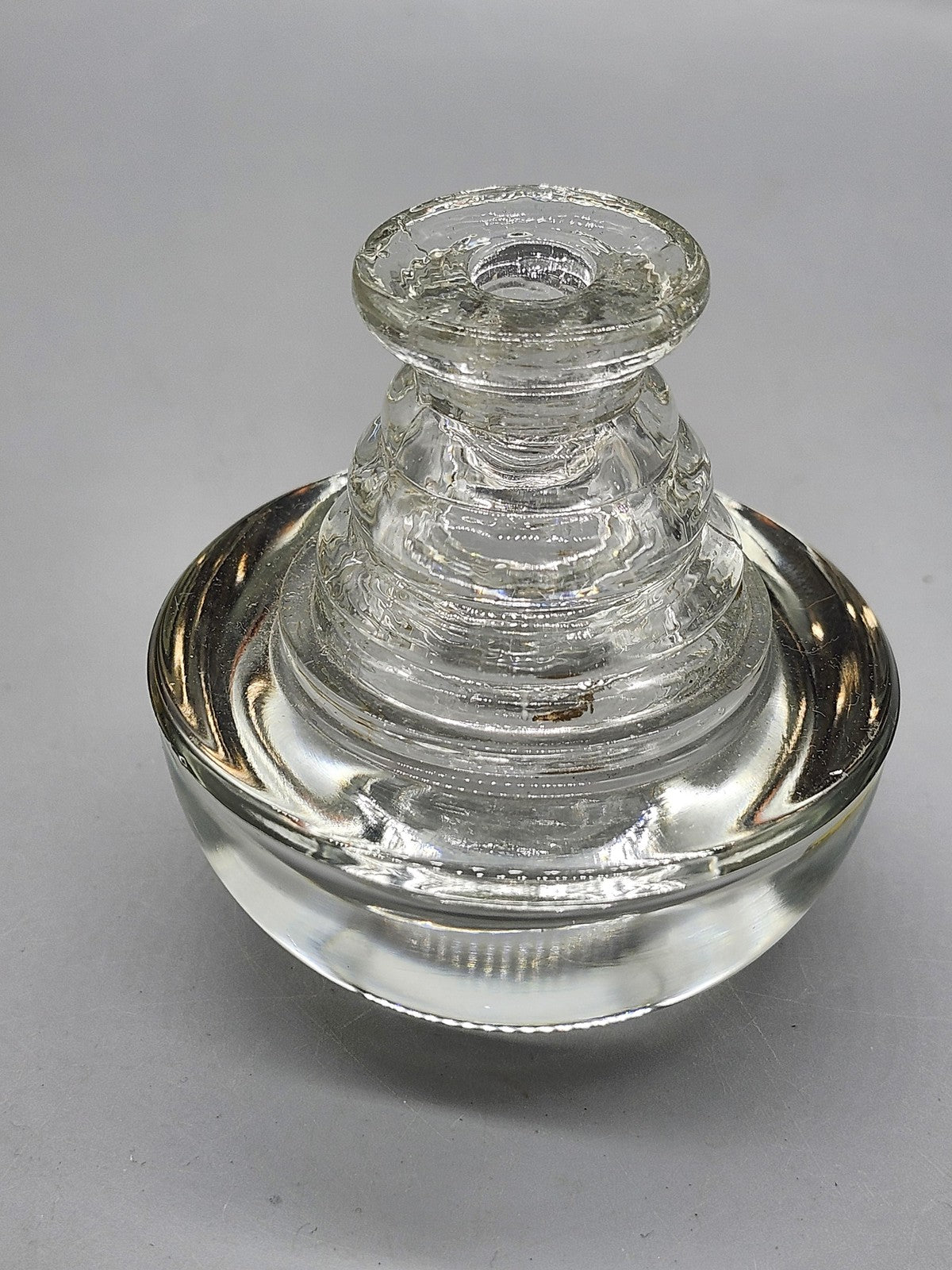 Unmarked Clear Glass Apple Tiered Paperweights Set Of 2 Art Glass Desk Decor
