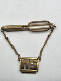 Vintage Swank Tie Clip Gold Tone Men's MS Monogram Chain Guard Bar Jewelry Gift