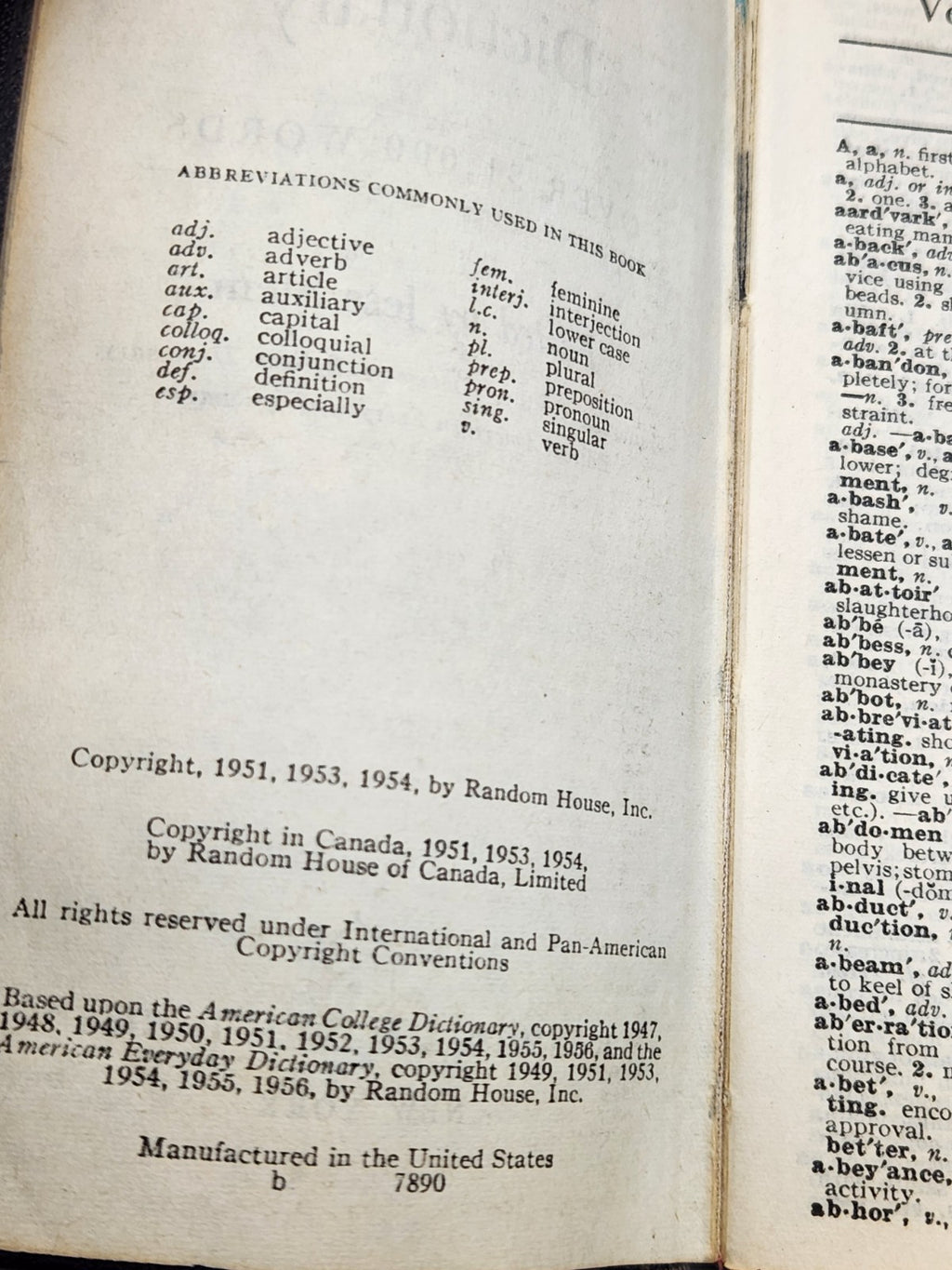 Vintage 1950s American Vest Pocket Dictionary Random House Jess Stein Mini...
