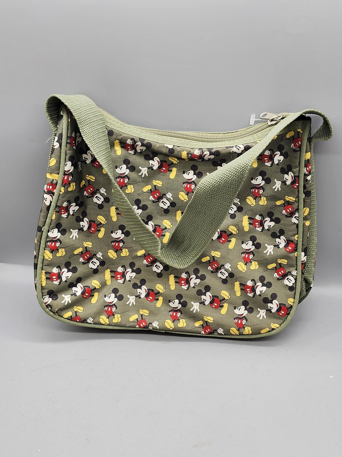 Disney Mickey Mouse Crossbody Bag Womens Medium Green Canvas Shoulder Cartoon