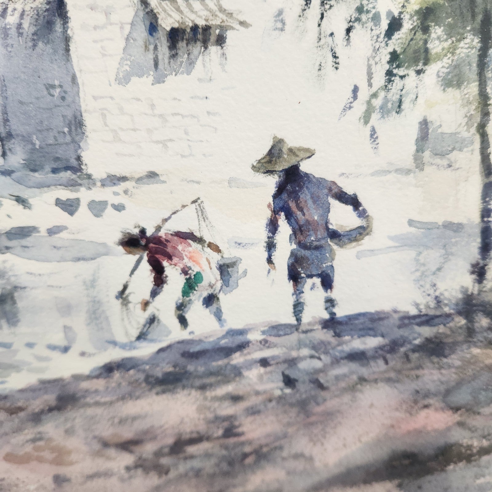 Vintage Framed Watercolor Landscape Painting Signed Paul Koo 20” x 28”