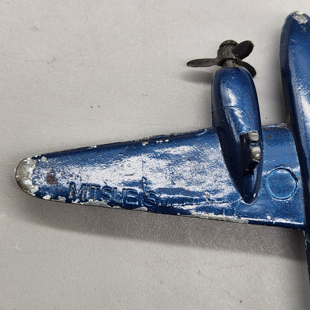 Vintage Diecast Toy Airplane Twin Prop Made in Singapore Blue Metal Plane