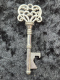 Retro Key Shape Bottle Opener Small Silver Metal Ornate Handle Bar Tool