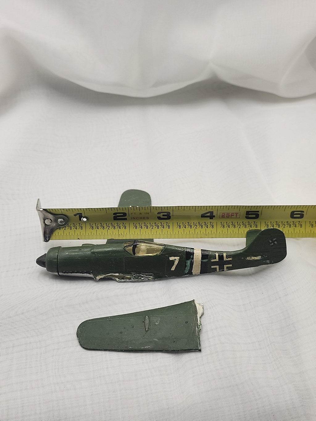 Vintage German WW2 Fighter Plane Diecast Airplane Toy Small Green Parts Repair