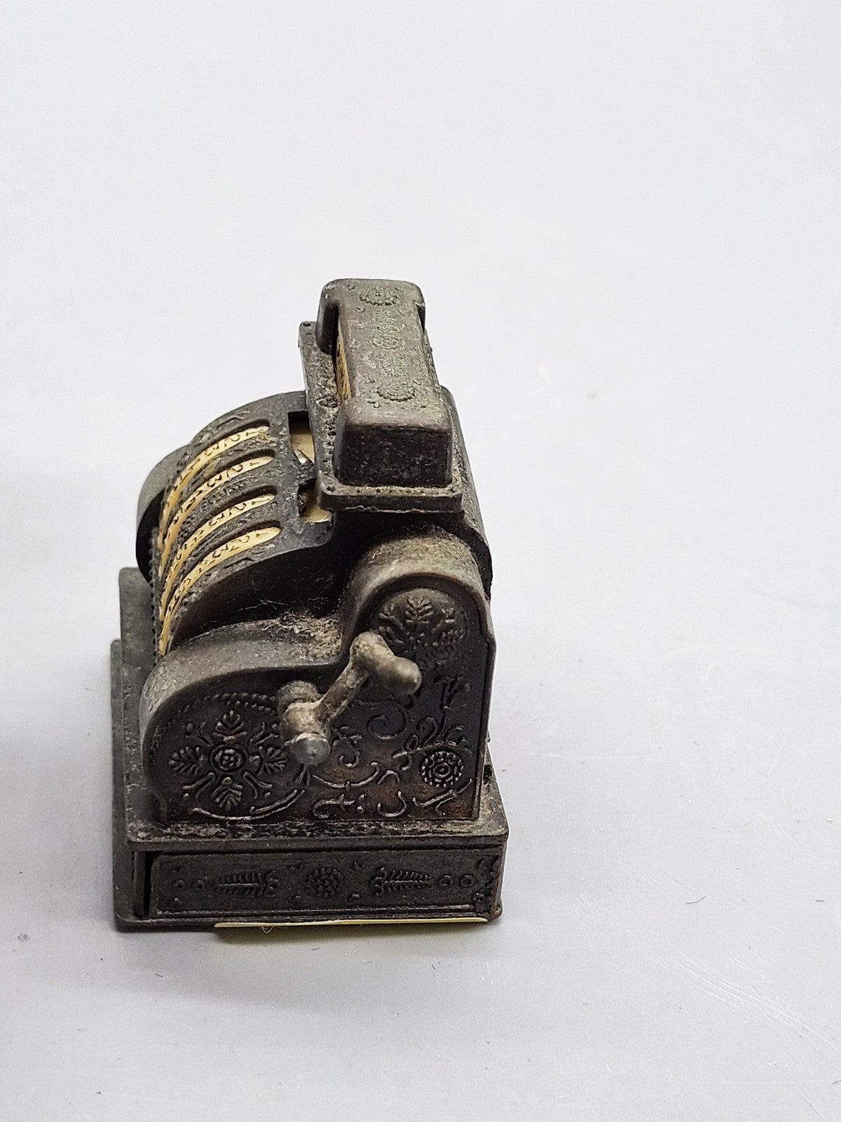 Vintage Cash Register Pencil Sharpener Mini Bank Tin Metal Hong Kong Desk Decor