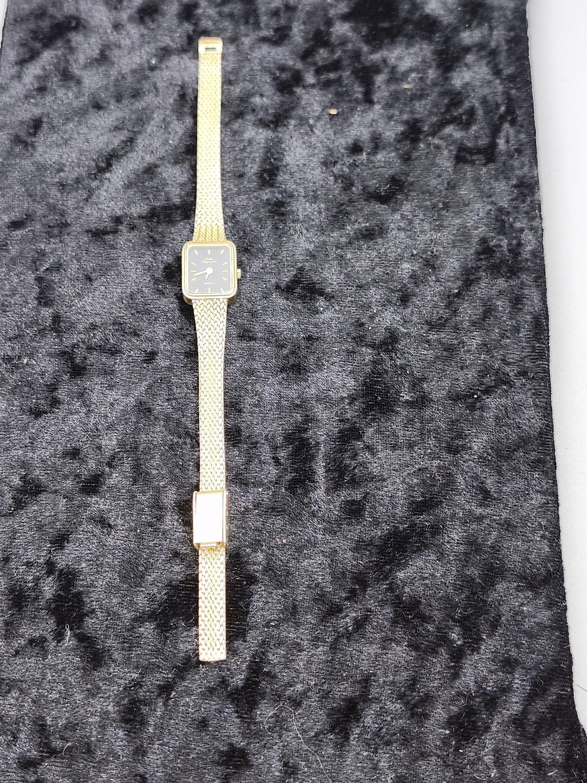 Jules Jurgensen Watch Womens Gold Tone Black Dial Quartz Analog Parts Repair