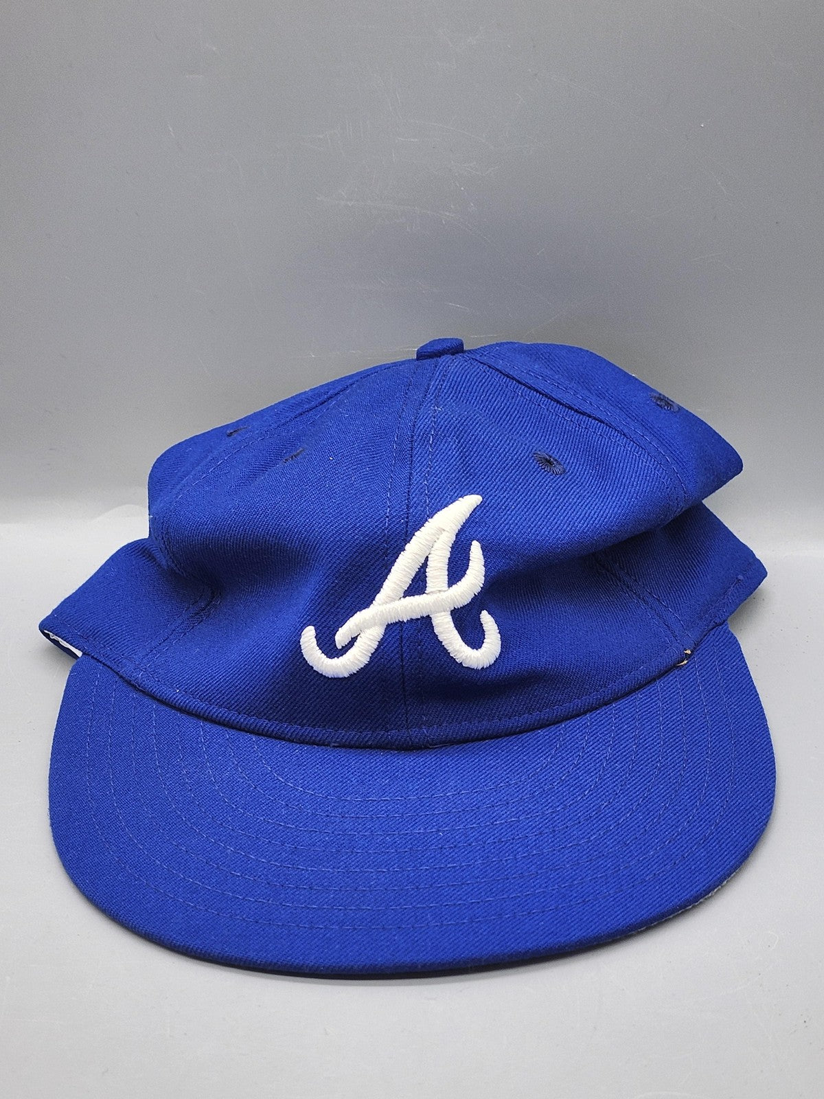 Vintage Atlanta Braves Hat Cap Fitted Mens 7 Blue MLB Baseball New Era 90s