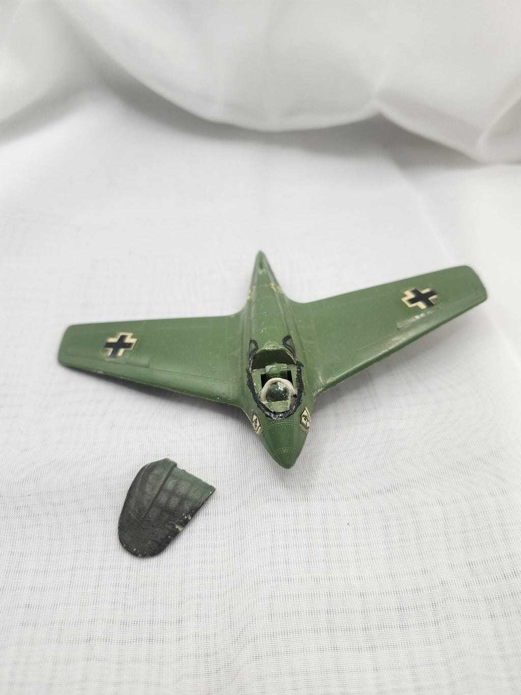 Vintage Green German Jet Airplane Toy Diecast Zamak Small Model Parts Repair