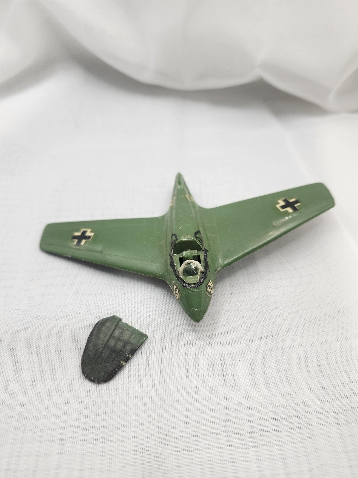 Vintage Green German Jet Airplane Toy Diecast Zamak Small Model Parts Repair