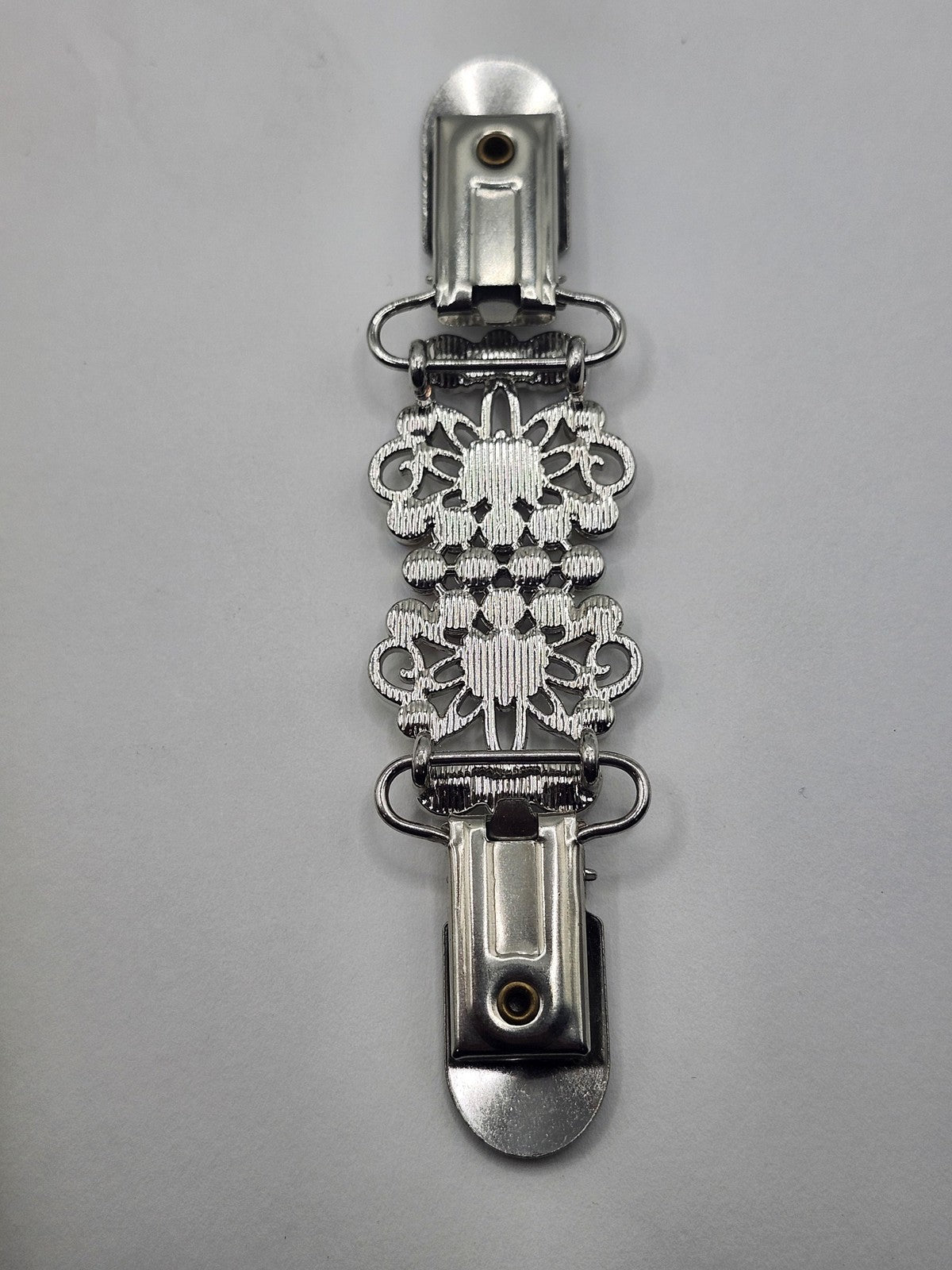 Silver Tone Multicolor Rhinestone Brooch Sweater Clip Floral Jewelry 3 Inch