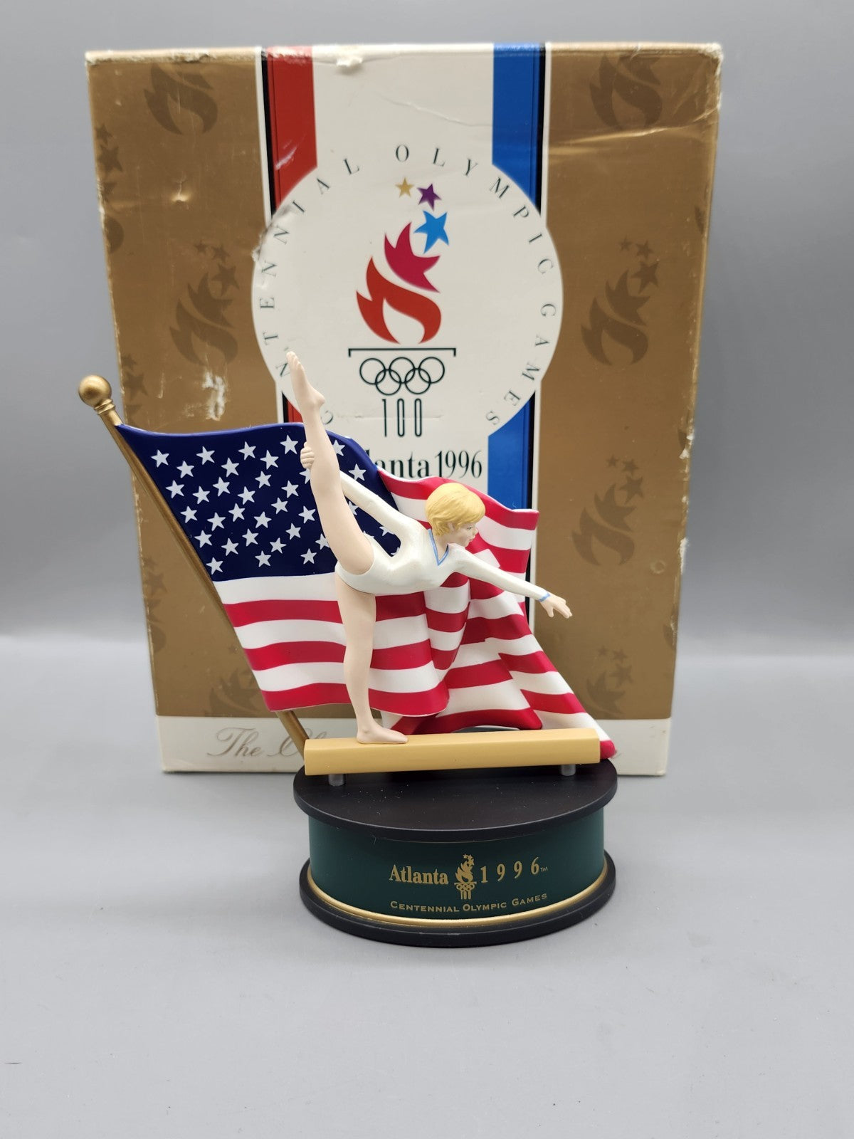 Hallmark Atlanta 1996 Olympic Spirit Gymnastics Figurine w/ Box USA Flag