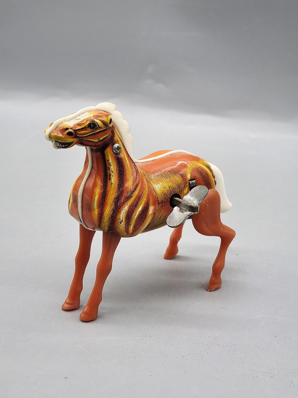 Vintage Mikuni Wind Up Horse Tin Litho Toy Japan Brown Plastic Legs Key