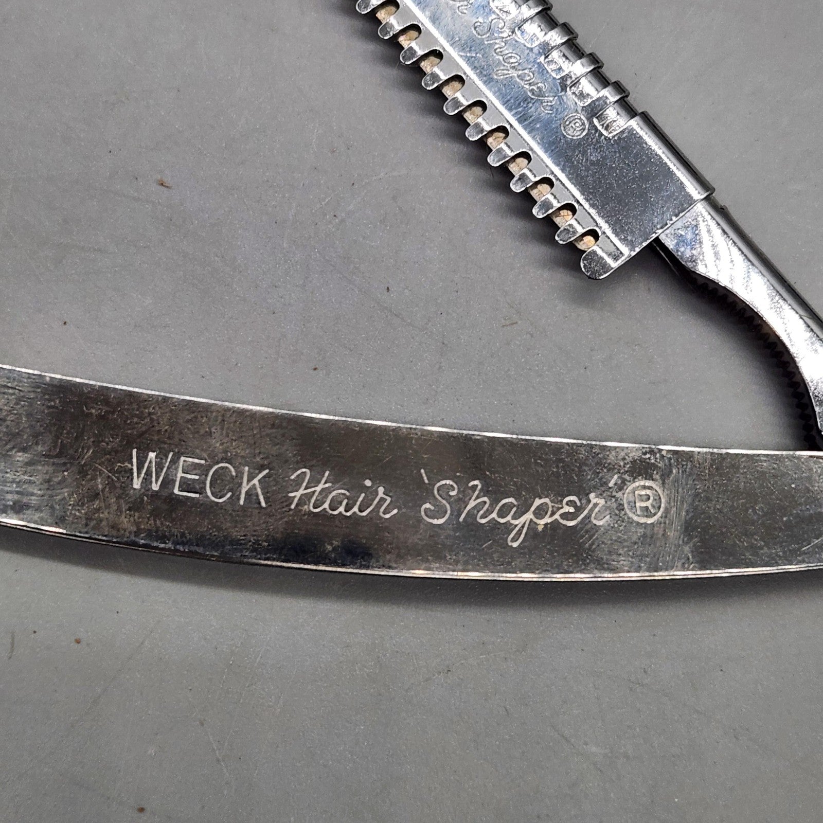 Vintage WECK Hair Shaper Straight Razor Silver Stainless W/ 5 Blades Case Box