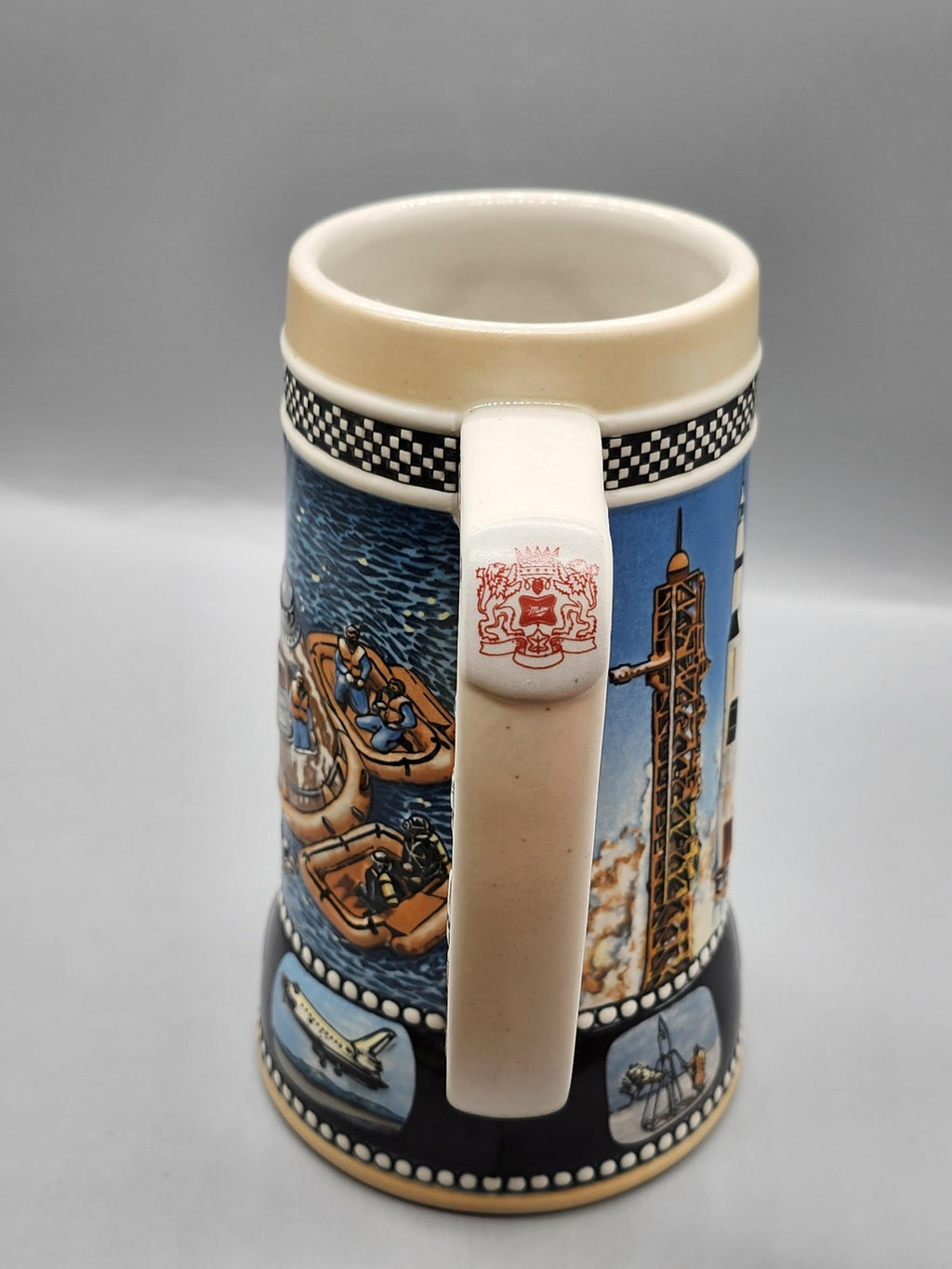 Vintage 1990 Miller Great American Achievements Beer Stein NASA Apollo 11 Brazil