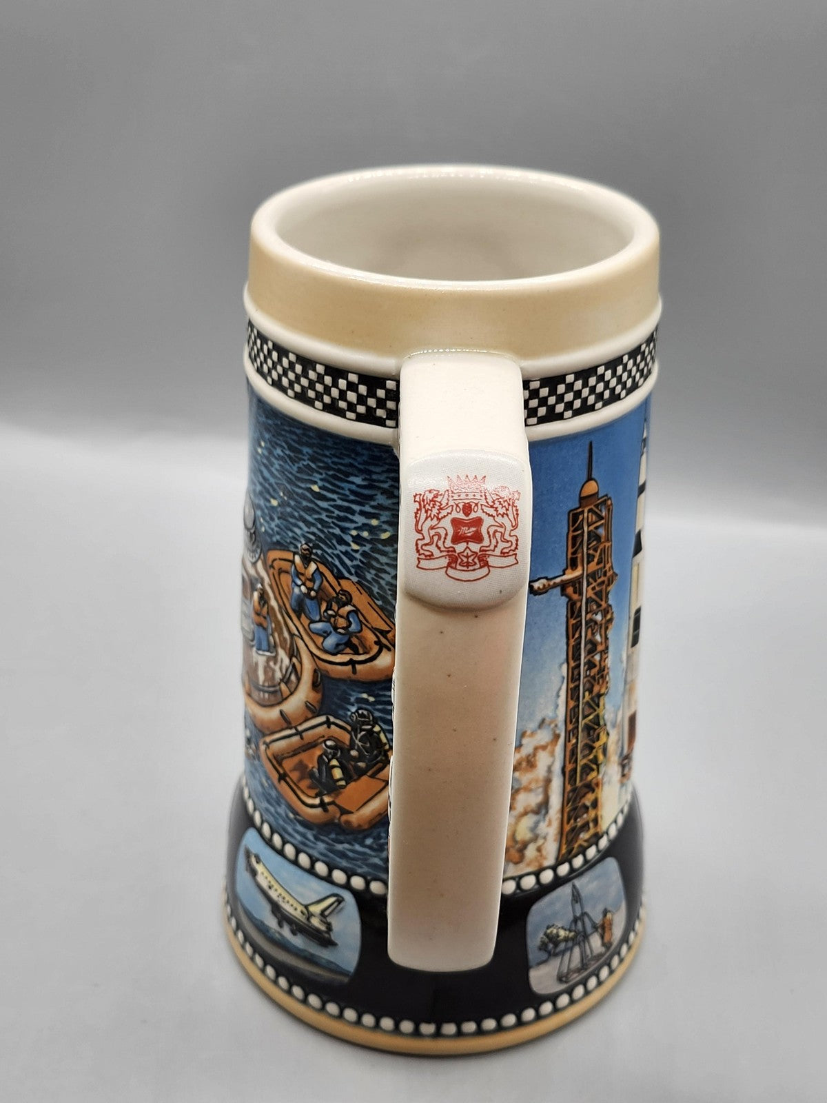 Vintage 1990 Miller Great American Achievements Beer Stein NASA Apollo 11 Brazil