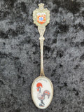Unmarked Portugal Souvenir Spoon Small Crest Rooster Enamel Metal Travel Decor