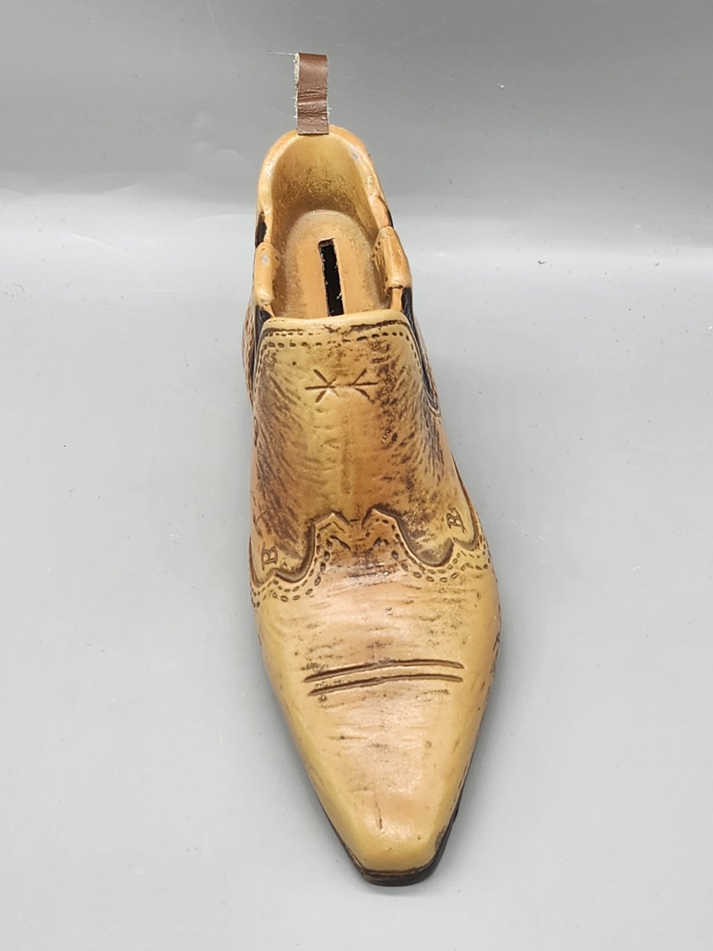 Vintage Legg Ceramic Cowboy Boot Coin Bank Western Tan Boot Piggy Bank