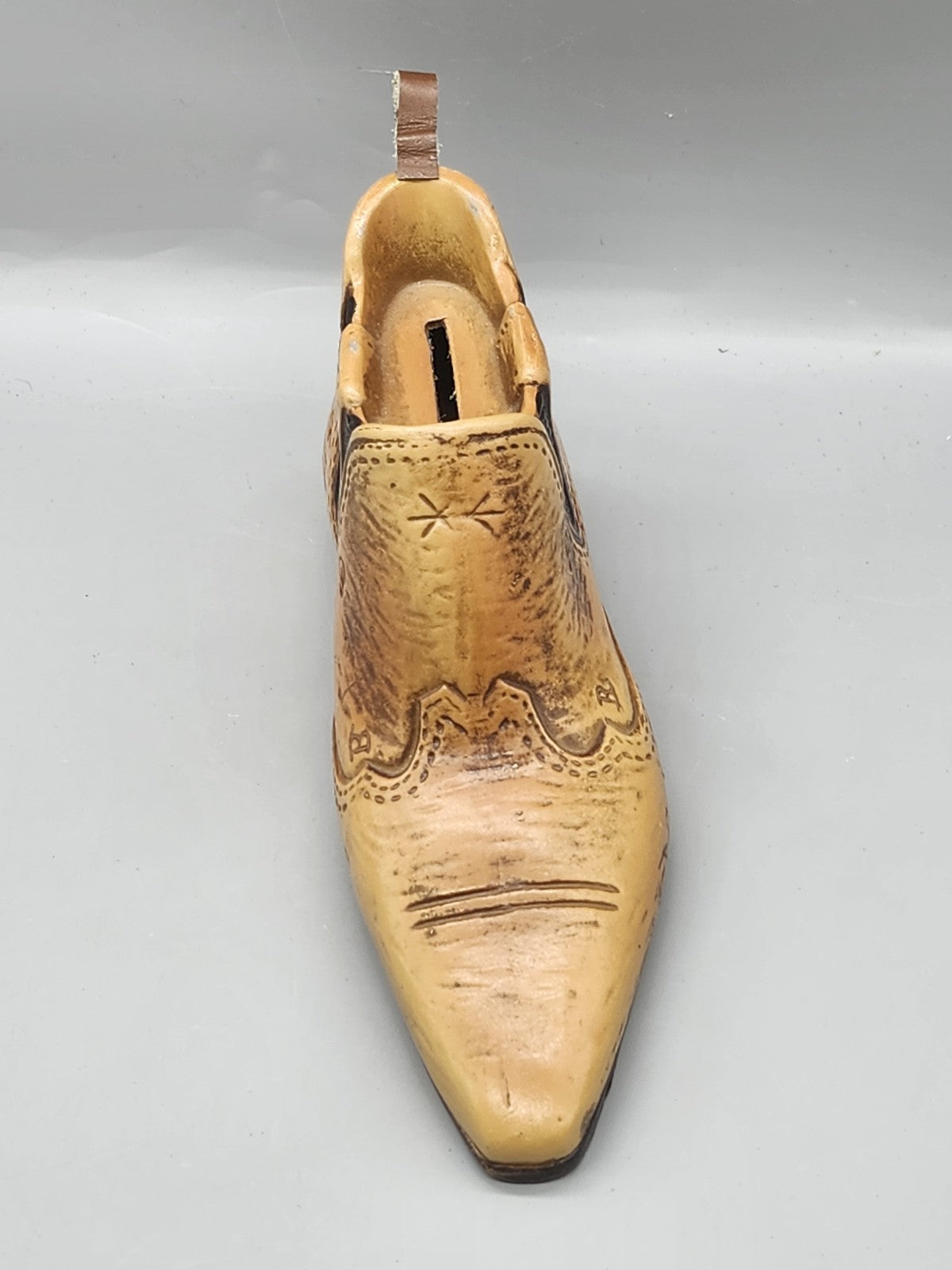Vintage Legg Ceramic Cowboy Boot Coin Bank Western Tan Boot Piggy Bank