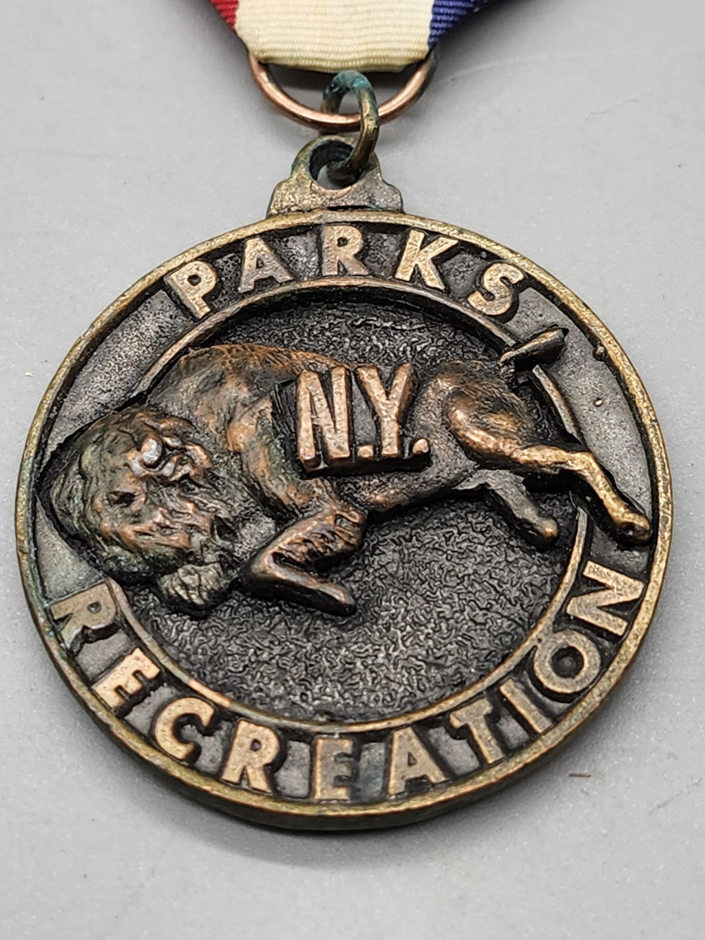 Vintage New York Parks Recreation Buffalo Medal Red White Blue Ribbon City Award
