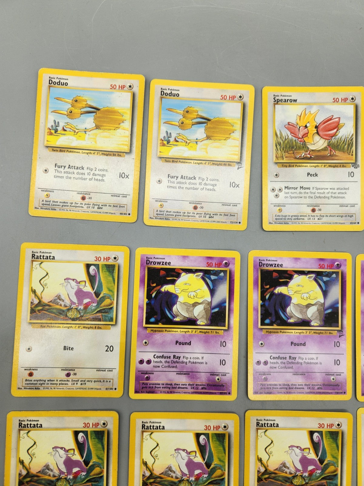 Vintage Pokemon Base Set Jungle Fossil Card Lot Drowzee Rattata Persian 12 Cards