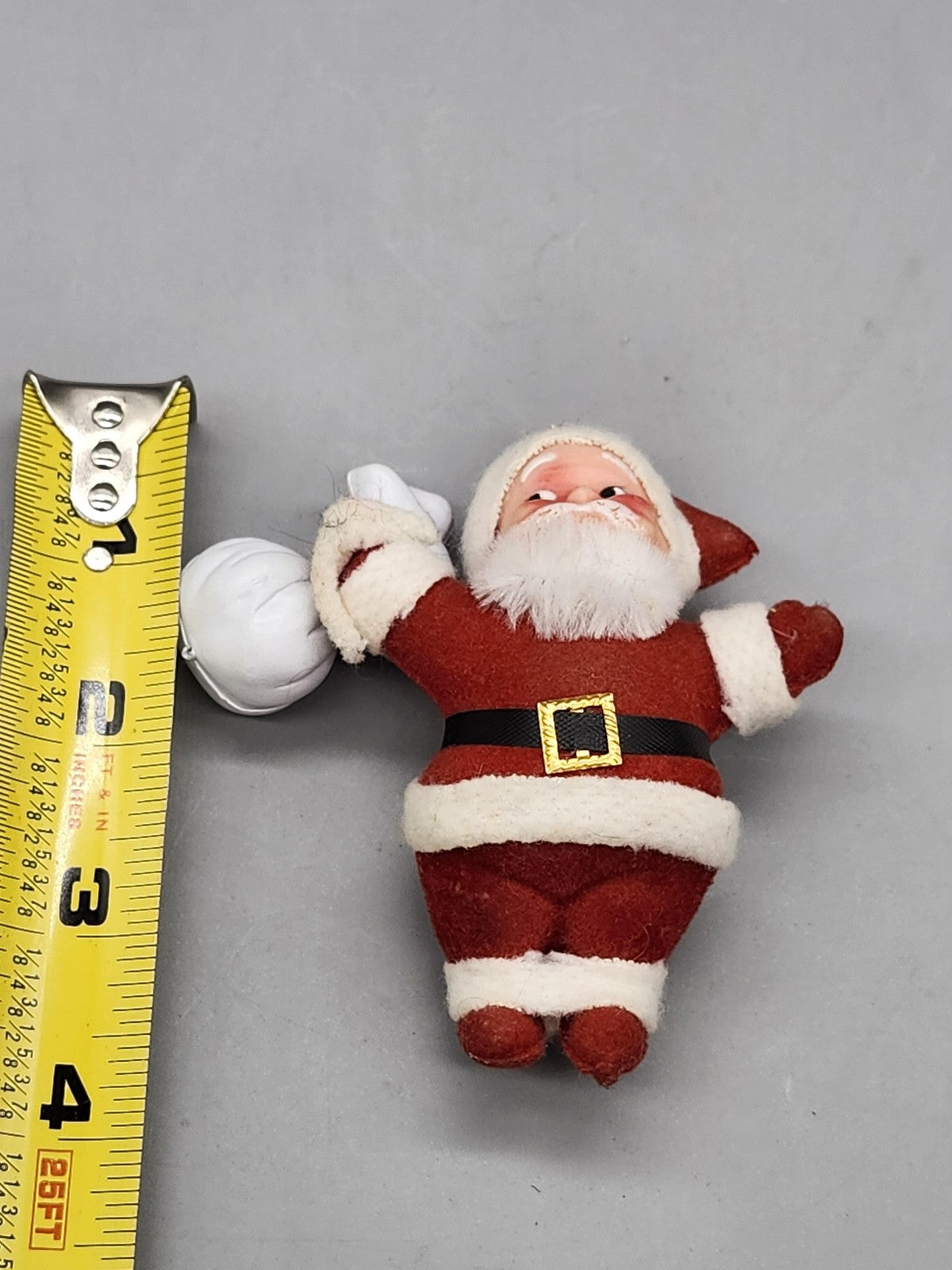 Vintage Santa Claus Figurine Mini Red Fabric Plastic Christmas Tabletop Decor
