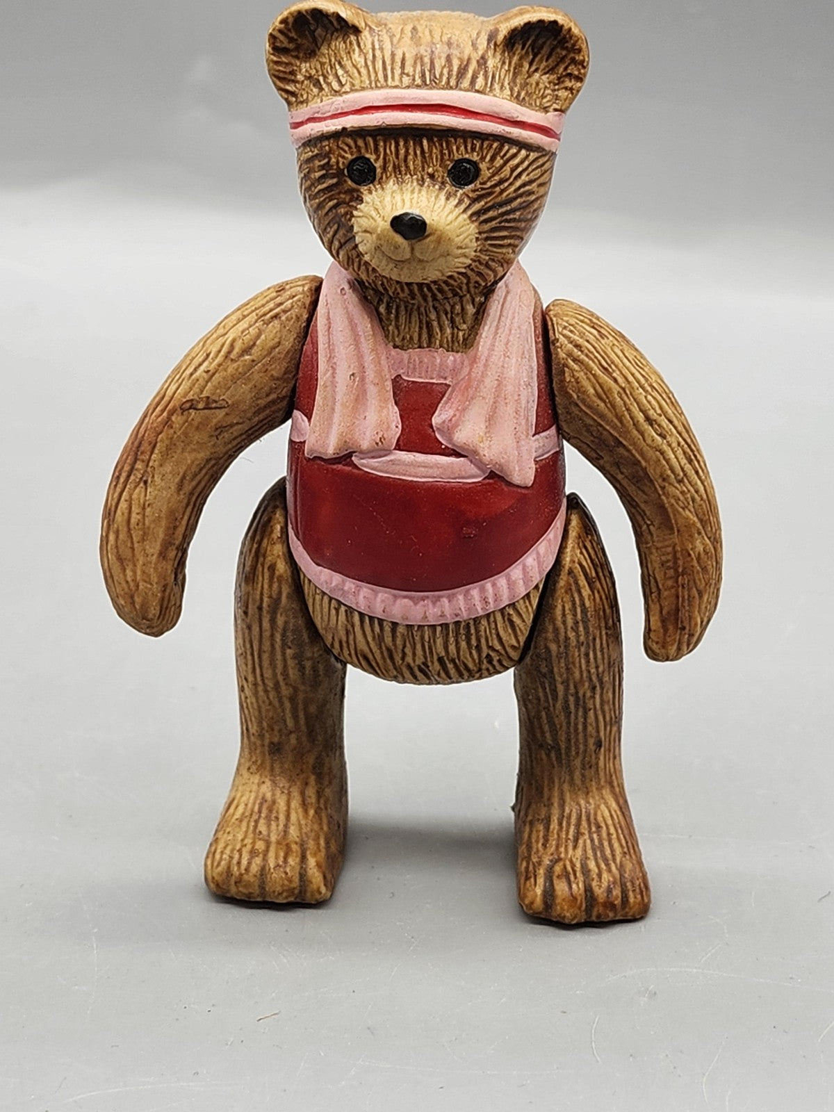 Vintage Russ Bear Figurine Jogger Athletic Headband Towel Brown Resin Decor