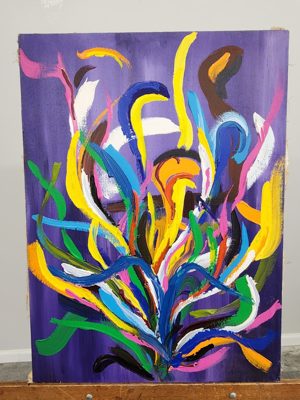 Original Signed Abstract Acrylic Painting on Canvas Colorful Modern OOAK 22x30"