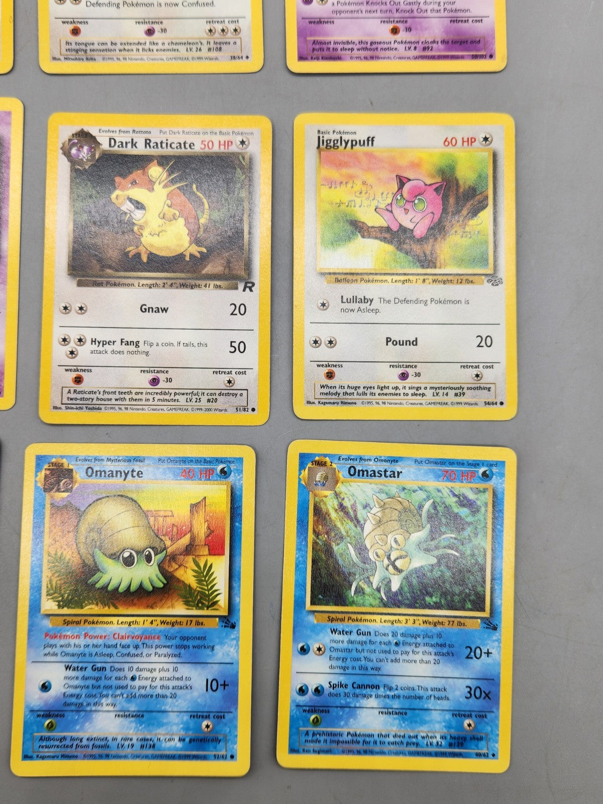 Vintage Pokemon Card Lot WOTC Fossil Jungle Team Rocket Omastar Dark Raticate 9
