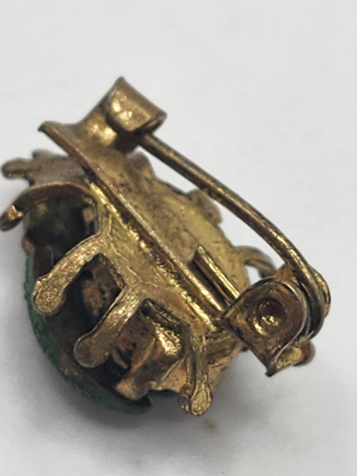 Vintage Green Beetle Bug Brooch Pin Gold Tone Enamel Insect Costume Jewelry