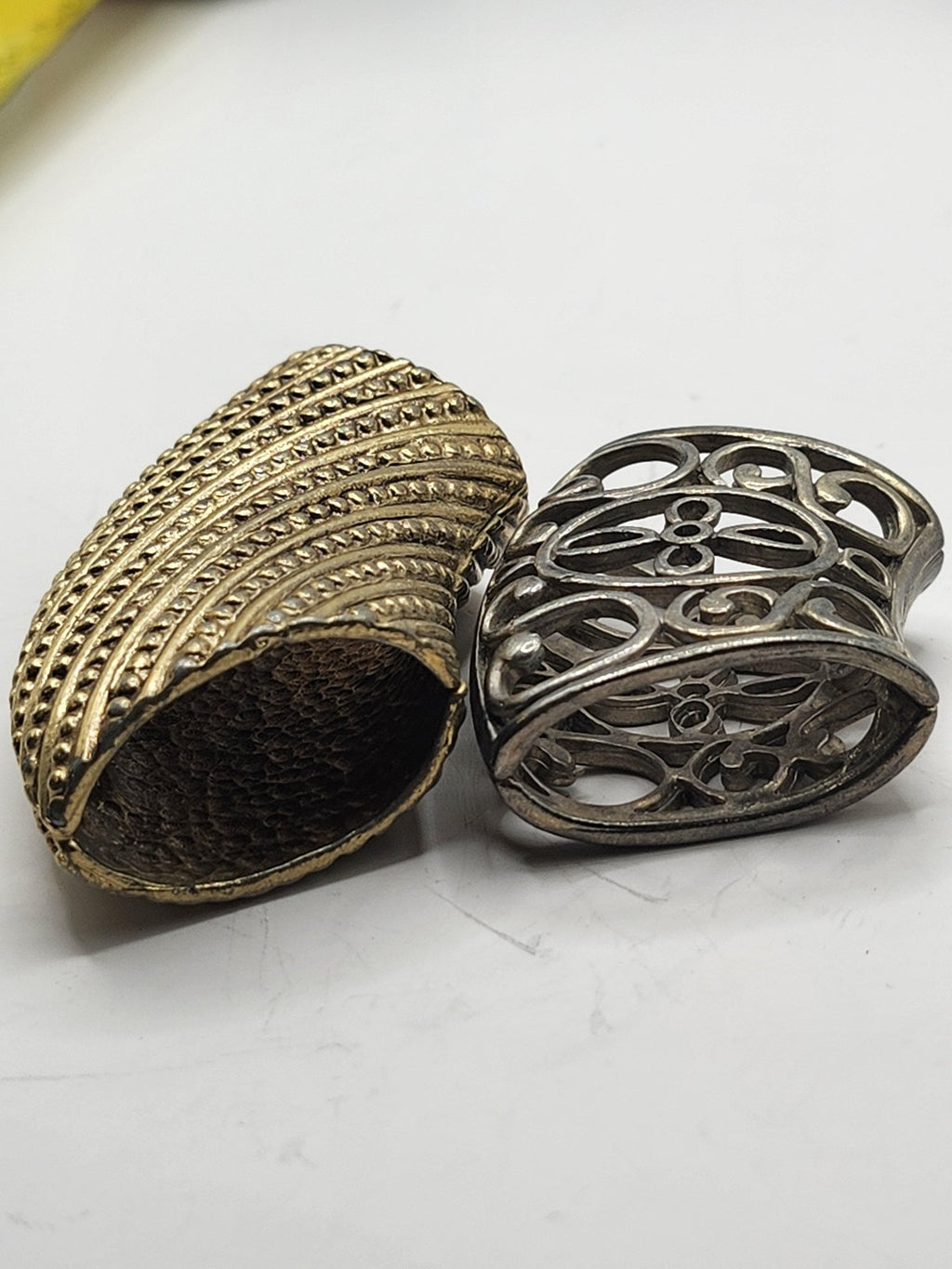 Large Metal Tube Spacer Beads Set Of 2 Filigree Textured Multicolor Jewelry