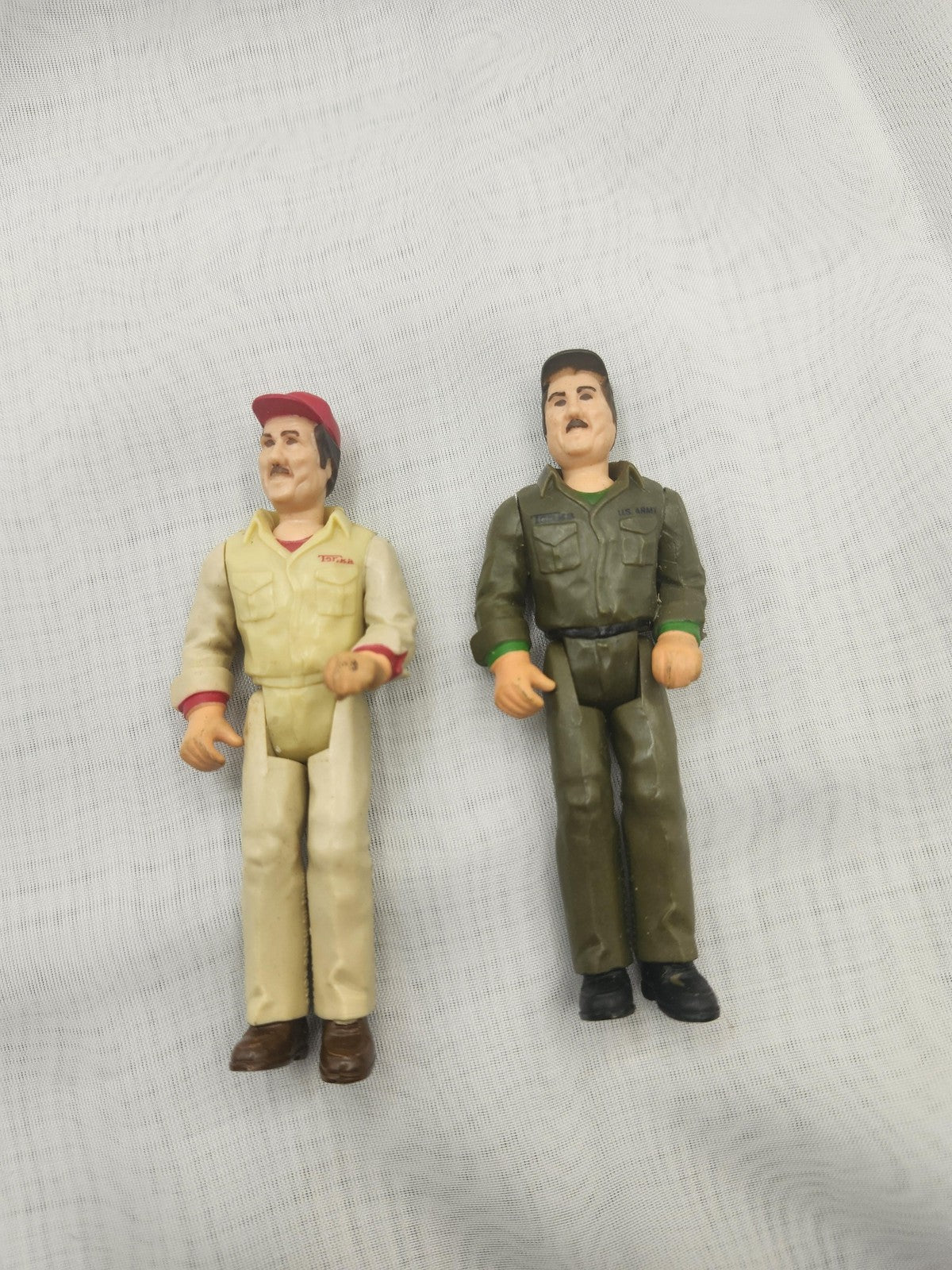 Vintage Army Soldier Driver Action Figure Lot 2 Plastic Toy Loose Green Tan