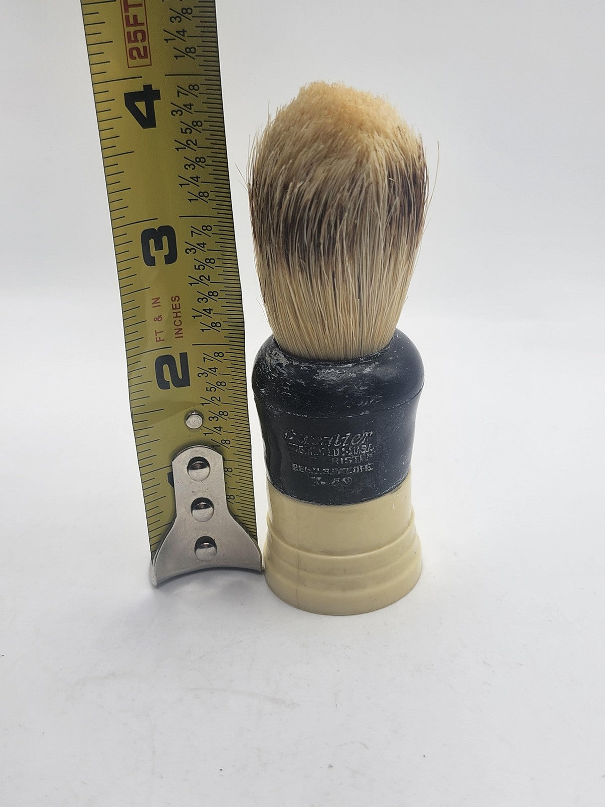 Vintage Cavalier K-40 Boar Bristle Shaving Brush Beige Plastic USA Sterilized
