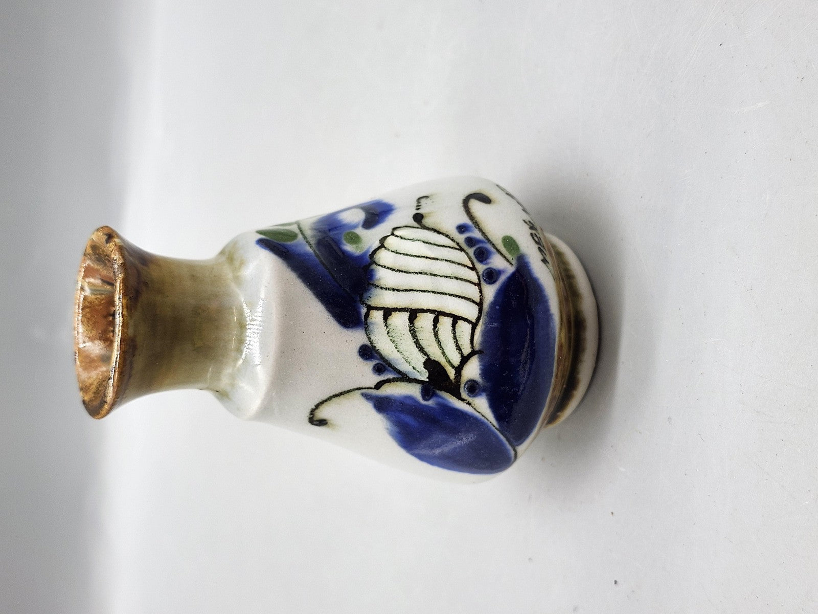 Multicolor Floral Mexican Ceramic Bud Vase Hand Painted Art Pottery Table Decor