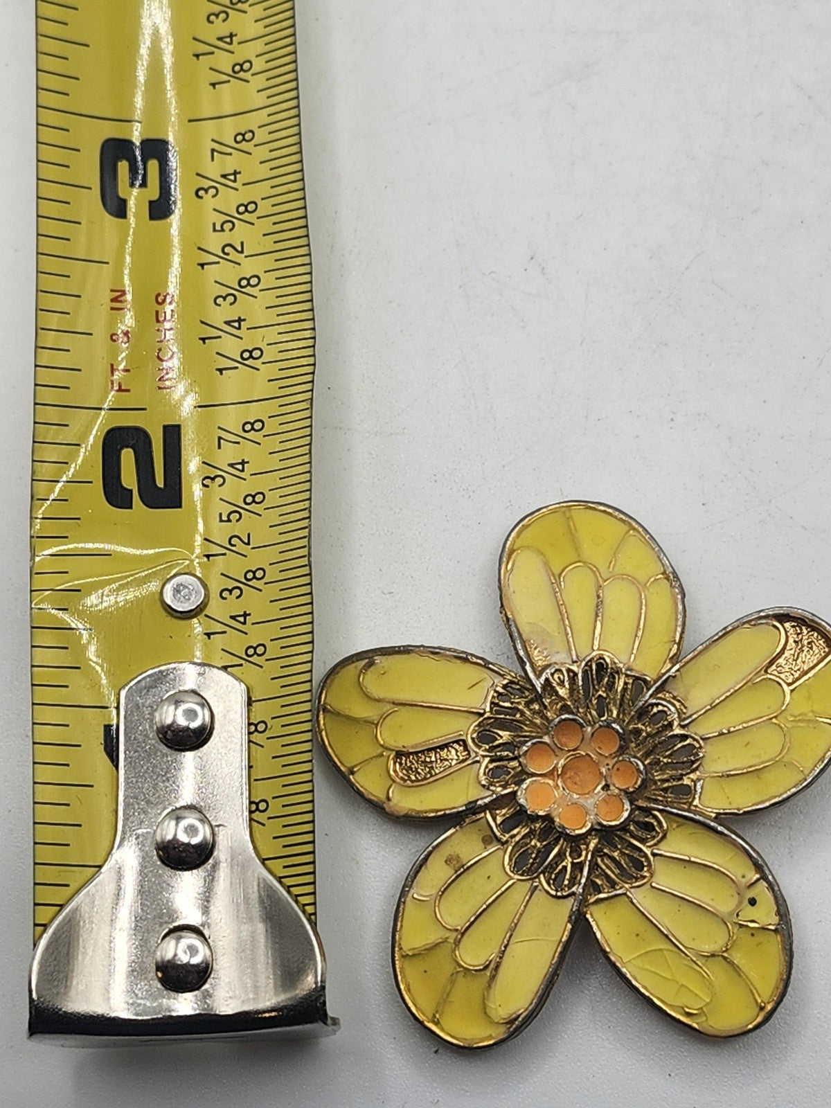 Yellow Enamel Flower Brooch Pin Gold Tone Petals Daisy Costume Jewelry Gift