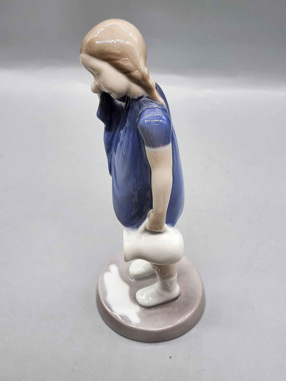 Vintage Bing & Grondahl Girl Child Figurine Small Blue Porcelain Danish Decor