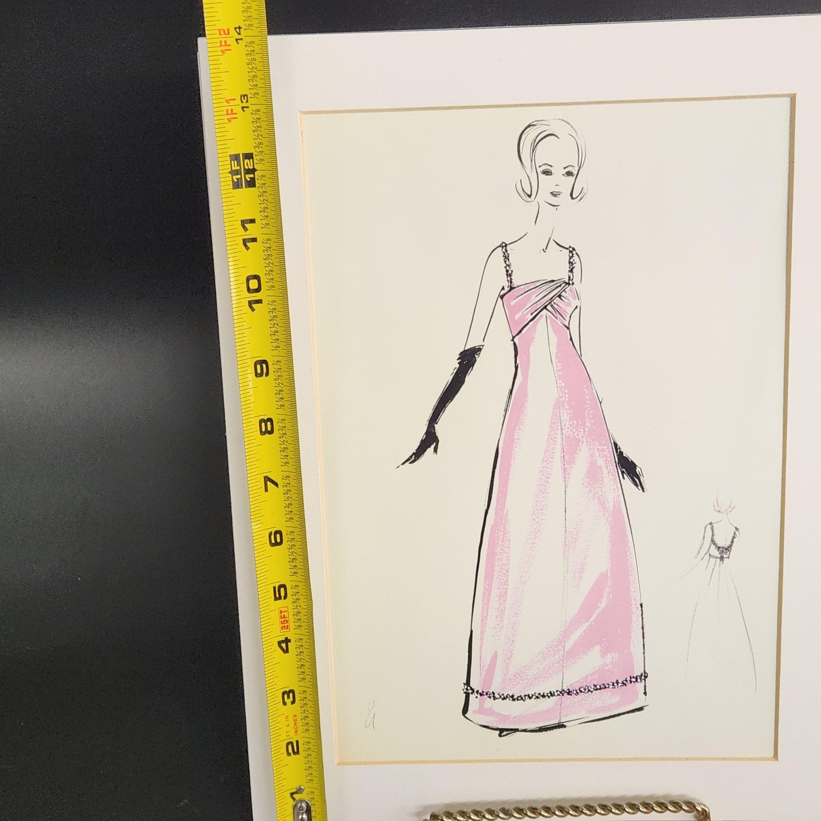 Fashion Lady Pink Evening Gown Illustration 11x14 Matted Print Signed Art