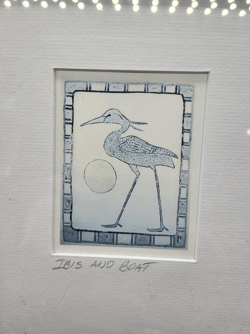 Higson Ibis And Boat Naive Etching Diptych Medium Framed Blue Print Nautical Art