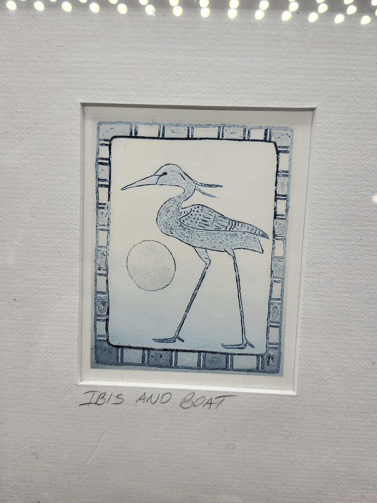 Higson Ibis And Boat Naive Etching Diptych Medium Framed Blue Print Nautical Art