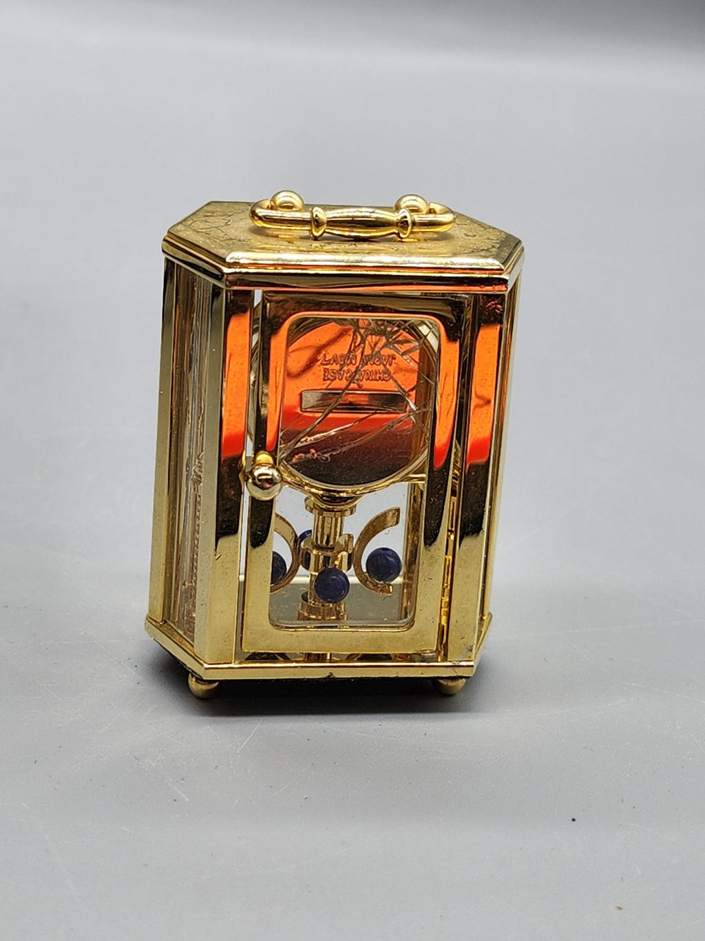 Mini Gold Carriage Mantel Clock Small Quartz Pendulum Glass Tabletop Desk Decor