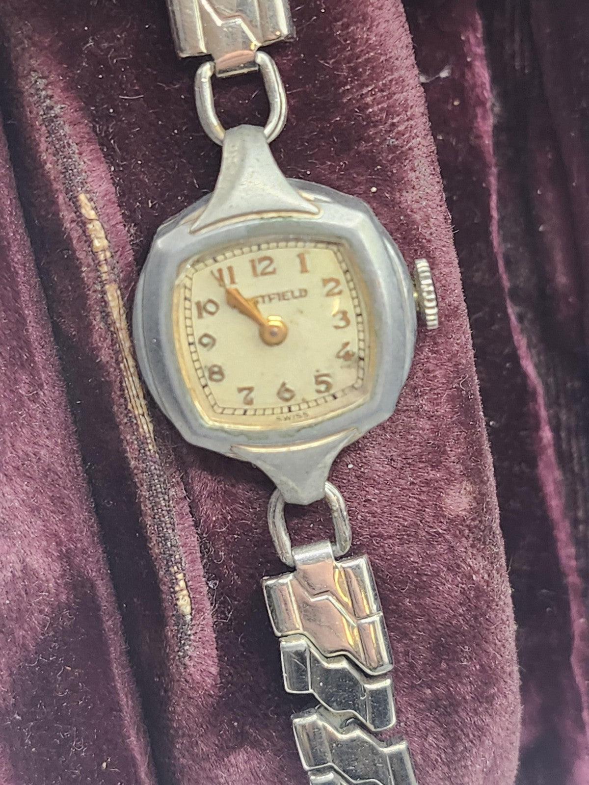 Vintage Westfield Watch Womens Silver Mechanical Swiss Manual Wind Box Bracelet