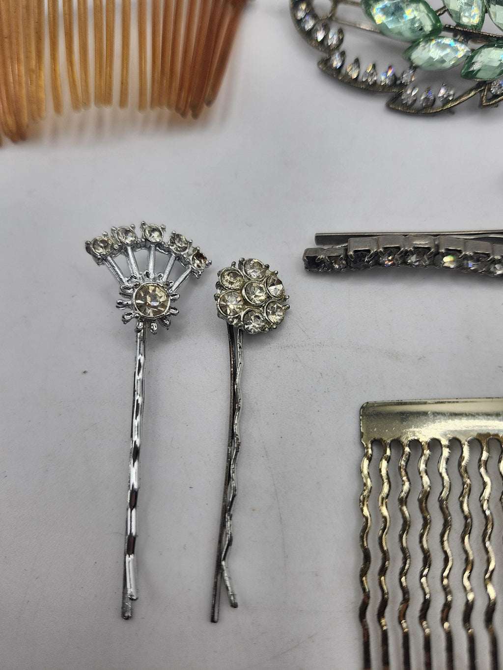 Wedding Hair Clip Lot Multicolor Floral Rhinestone Comb Bobby Pin Barrette Set