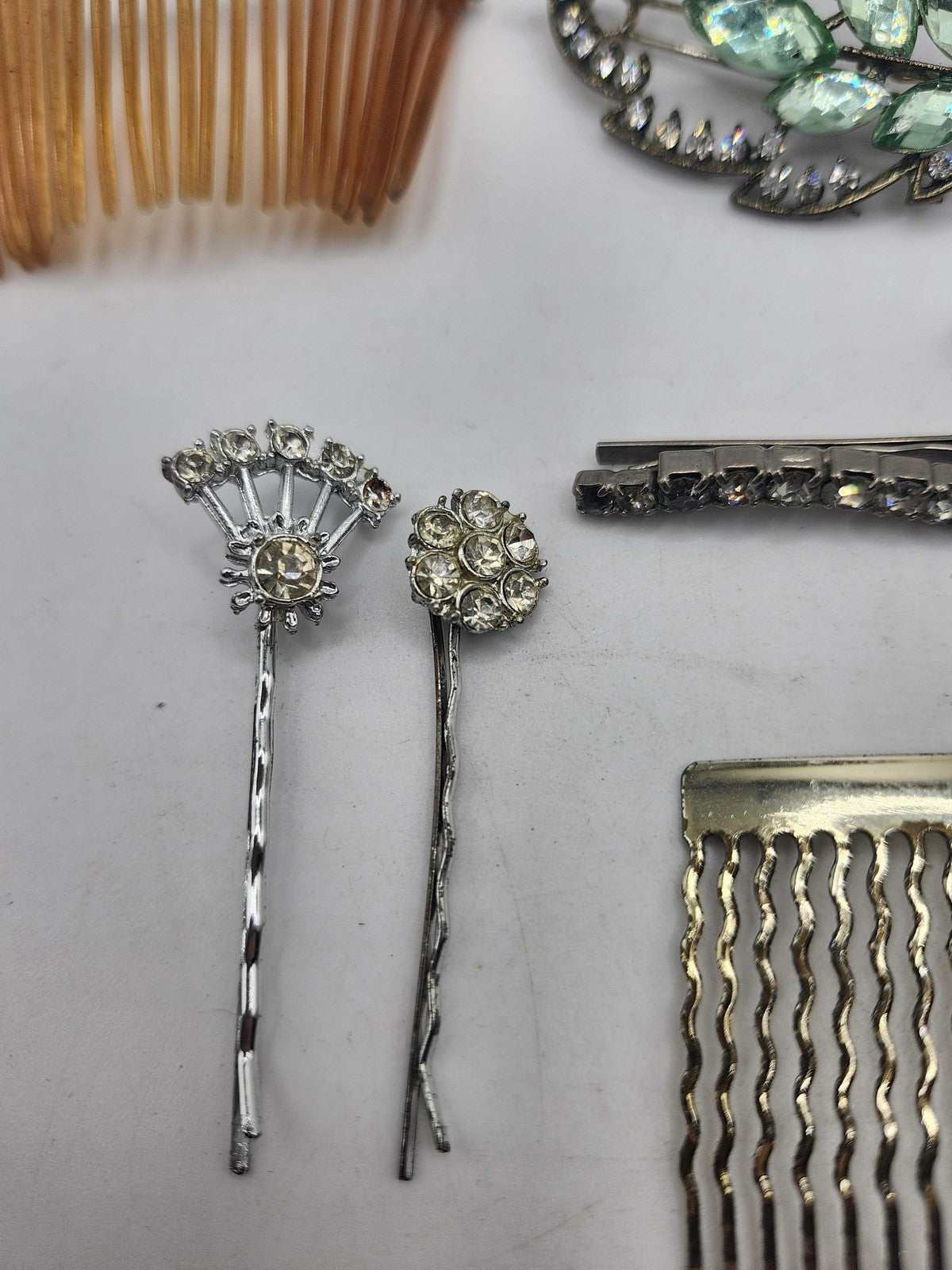Wedding Hair Clip Lot Multicolor Floral Rhinestone Comb Bobby Pin Barrette Set
