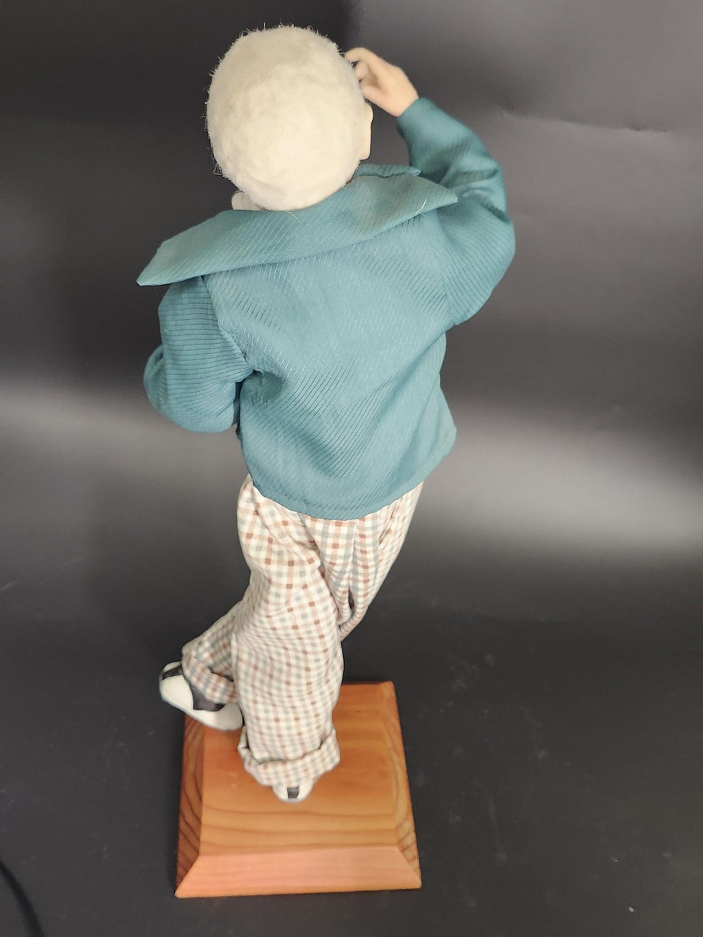 Artist Polymer Character Doll White Hair Plaid Pants Jacket Shoes 18 In Stand